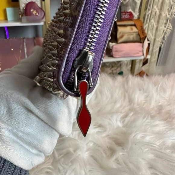 Rare Christian Louboutin Spike studds Round zipper long wallet - Picture 6 of 17